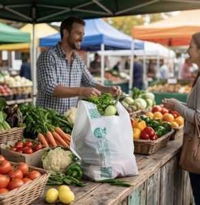 Bolsas de Compra Compostables Ecológicas, 100% Biodegradables, Material PBAT y PLA, Impresión Flexográfica, Embalaje para Supermercados y Tiendas de Comestibles - Product Image 2
