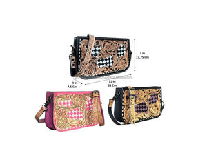 Bolsos de Hombro de Cuero a Cuadros de Primera Calidad para Mujer, Bolsos Cruzados de Gran Capacidad Estilo Occidental, Personalizados - Product Image 2