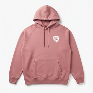 Sweat-shirt rose à capuche pour homme, coupe oversize, manches raglan, couleur unie, décontracté, en polaire, pour l'automne - Product Image 2