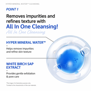 Limpiador Facial de Agua Hipermineralizada 3 en 1, Espuma Limpiadora Profunda, Desmaquillante, Eliminación de Polvo Fino, Cuidado de los Poros, Lavado Suave - Product Image 3