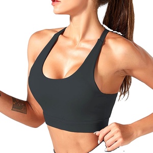 Sujetador deportivo al por mayor para mujer, sujetador transpirable para correr en el gimnasio, Sujetador deportivo con logotipo personalizado, Copa acolchada de algodón de talla grande sólido 2026 - Product Image 3