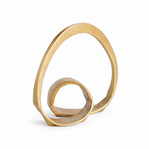 Abstract Gold Plated Circular Sculpture Handmade Artistic Tabletop Decor Minimalist Design for Living Room - Product Image 6