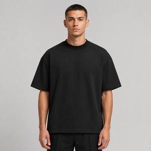 T-shirt jersey streetwear homme surdimensionné personnalisé 300 GSM, 100 % coton, manches courtes, col rond, écologique et respirant - Product Image 3