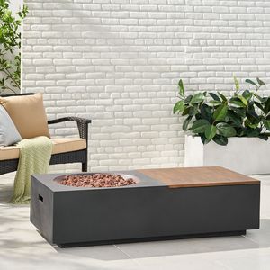 Couvercle de réservoir de béton de stockage en gris foncé pour table de foyer rectangulaire 50,000 BTU légère pour l'extérieur (couvercle non couvert) - Product Image 3