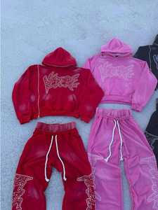 Conjuntos de chándal acampanado de doble capa para hombre personalizados 465GSM 100% algodón holgado polar Sudadera con capucha de gran tamaño conjunto de chándal para hombre - Product Image 5