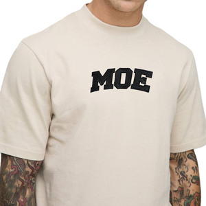 Camiseta de hombre de algodón grueso, corte oversize, cuello redondo, logo bordado en el pecho, estilo urbano, venta al por mayor, OEM - Product Image 3