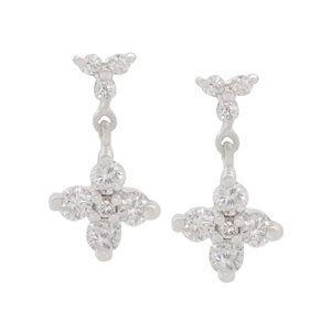0.60 CT Diamond Freshwater Pearl Clover <b>Stud</b> <b>Earring</b> 18K Gold Luxury - Product Image 2