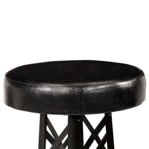 Ensemble de 2 tabourets de bar noirs avec revêtement en cuir véritable, en fer thermolaqué, durables et élégants - Product Image 5