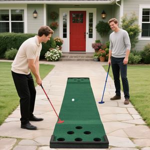 Tapis de putting intérieur/extérieur de 11 pieds avec 2 putters réglables et 6 balles - Product Image 1