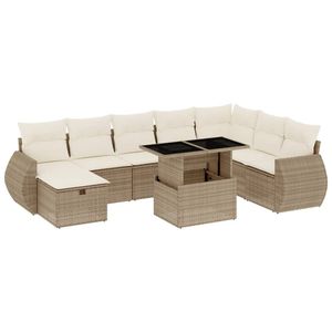Ensemble de canapés de jardin en rotin PE beige avec grands accoudoirs réglables - Product Image 2