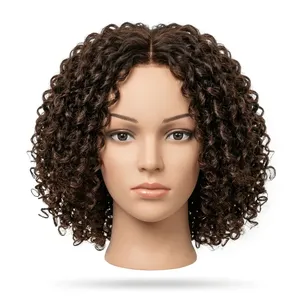 100% Remy Weft <b>Curly</b> Hair Highlighted Full Lace <b>Wig</b> Long <b>Brown</b> Natural <b>curly</b> Texture Human Weft Customizable Size - Product Image 2