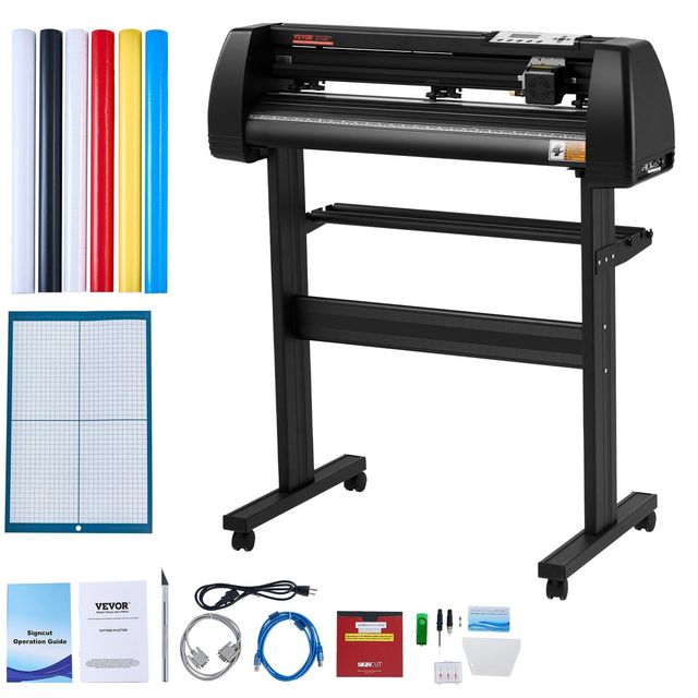 28-Inch Gray Vinyl Cutter Machine Model D0100HAC2J7 LCD Display Adjustable Double-Spring Pinch Rollers Cutting Screen Protector