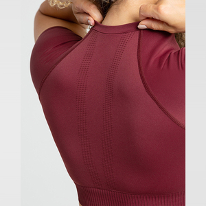 Haut court de sport pour femme 2026, coupe ajustée, col en V, 100 % coton, séchage rapide, idéal pour la course et l'entraînement estival - Product Image 5