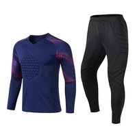 Set Jersey Kiper Sepak Bola Pria, Bahan Polyester Bernapas, Lengan Panjang, Seragam Latihan Sepak Bola, Perlengkapan Pelindung, Custom