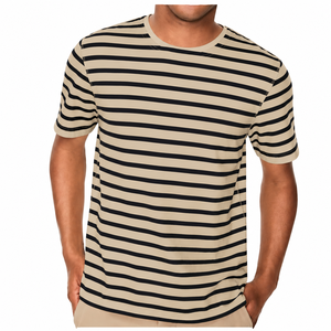 <b>Red</b> Rooks Apparel Men's Olive Green White Striped Short Sleeve O-Neck Casual T-<b>Shirt</b> 100% Cotton Breathable Knitted Fabric - Product Image 2