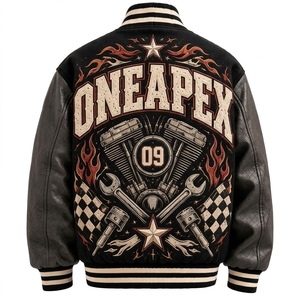 Men's Black White <b>Jacket</b> Baseball <b>Letterman</b> <b>Jacket</b> Wool Body Leather Sleeves Embroidered Design Team Bomber <b>Jacket</b> - Product Image 2