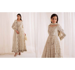 Ssumaira <b>Present</b> Omara festive <b>eid</b> collection by Nureh Embroidered Embellished silk & chiffon jacquard collection Anarkali - Product Image 4