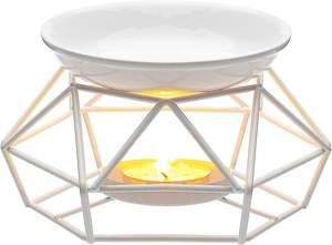 Lavie Creations LC-1304 Metal <b>Wax</b> <b>Melt</b> Burner Ceramic Bowl Geometric Tealight Candle Holder Aromatherapy Essential Organic - Product Image 4