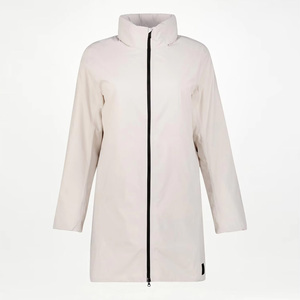 Women's Long Hooded Waterproof <b>Jacket</b> Full Sleeve Polyester Wadding Winter Coat Minimalist Style Solid Color Zipper Closure - Product Image 5