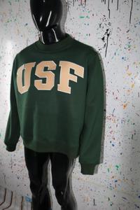 Sudadera de cuello alto USF HUNTER GREEN 100% algodón con apliques bordados, sudadera de cuello ancho con hilos finos - Product Image 3