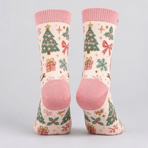 Chaussettes à thème de Noël avec emballage cadeau, chaussettes de fête festives, chaussettes confortables en tissu tricoté, motifs saisonniers mignons - Product Image 4