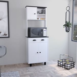 Dispensa da cucina Salem con 2 ante, 2 ripiani aperti e cassetto, con soluzione di archiviazione unica - Product Image 1