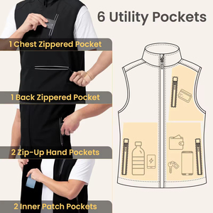 Gilet d'extérieur personnalisé Savvish International pour homme, décontracté, respirant, léger, imperméable, softshell, chauffant, hiver, avec poche - Product Image 5