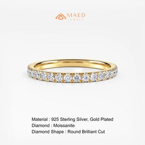 แหวนเพชรโมอิสซาไนต์ชุบทอง 18K ดีไซน์ Eternity สำหรับงานแต่งงาน เครื่องประดับคุณภาพสูงสำหรับผู้หญิง สินค้าหรูหราจากสหรัฐอเมริกา - Product Image 6