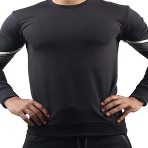 Survêtement sportif noir pour homme, manches longues, col rond, séchage rapide, polyester et élasthanne, avec poches latérales, fermeture à cordon, coupe classique - Product Image 3