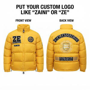 Premium 320 GSM 100% Polyester Yellow <b>Quilted</b> Panel Puffer Jacket Hooded Windproof Waterproof Camouflage Pattern - Product Image 1
