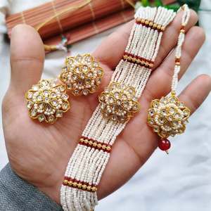 Newest Release Silver Plated Stainless Steel Classic Women's Pakistani Indian Ethnic Wedding Anniversary Necklace Earring <b>Set</b> - Product Image 1