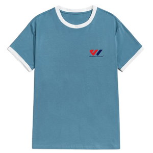 Camiseta Azul con Cuello Redondo y Manga Corta para Hombre, Camiseta Estampada Informal, Estilo Urbano, Camiseta Ligera, Moda Sostenible - Product Image 1