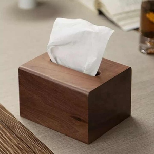 Customized Wooden Tissue <b>Box</b> Cover with Lid Natural Wood Finish for Bathroom Kitchen Office Decoration - Product Image 6