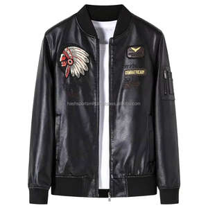 Veste en cuir PU grande taille OEM, veste en simili cuir pour homme, vestes pour hommes - Product Image 5