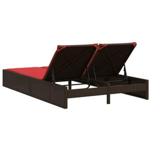 Chaise longue double de patio marron et rouge - Product Image 5