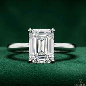Anillo de Compromiso de Diamante Cultivado en Laboratorio con Corte Esmeralda, Certificado IGI, Personalizado en Oro de 9K, 10K, 14K, 18K, Chapado en Rodio, Solitario para Boda - Product Image 1