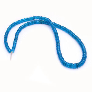 AAA+ Apatite 4mm-6mm Faceted Heishi <b>Spacer</b> Bead Natural Neon Blue Apatite Semiprecious Gemstone Wheel Rondelle Beads For Jewelry - Product Image 2
