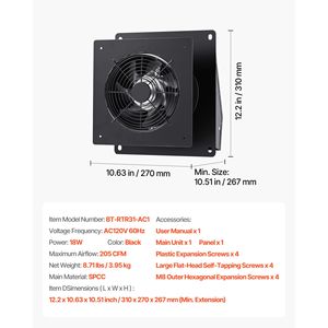 Ventilatore da Parete Silenzioso con Motore AC da 6 Pollici, 205 CFM, Facile Installazione per Bagni - Product Image 3