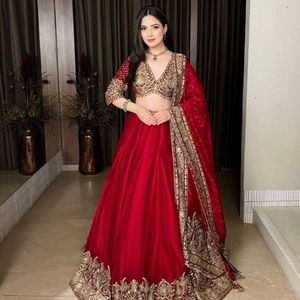 Premium <b>Red</b> Chinon Sequins Embroidered Semi Stitched Lehenga Choli With Digital Printed Dupatta Manufacture By Royal Export - Product Image 1