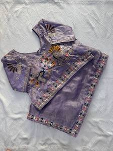Sari de Organza de Diseño Premium para Mujer, con Bordado Pesado y Adornos en el Borde, Blusa para Bodas Indias, Ropa Étnica para Fiestas de Verano/Invierno - Product Image 5