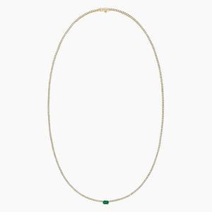 Collar de Diamantes con Engaste Completo y Piedra Central de Esmeralda - Product Image 2