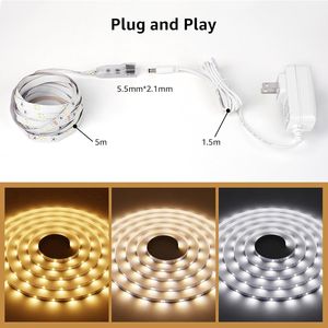 Striscia LED Bianca Regolabile 5m, Dimmerabile, Luminosa, 300 LED 2835, Bianco Caldo/Freddo, con Forte Adesivo 3M, Prodotto Strisce LED - Product Image 1
