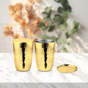 ชุดถ้วยเครื่องดื่ม2ชิ้นพร้อมฝาสแตนเลสเคลือบ PVD สีโรสโกลด์ - Product Image 1