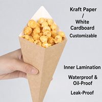 Sac en papier triangulaire jetable personnalisé avec logo, support à crêpes, boîte à frites anti-graisse pour la vente à emporter, pop-corn, poulet, gaufres