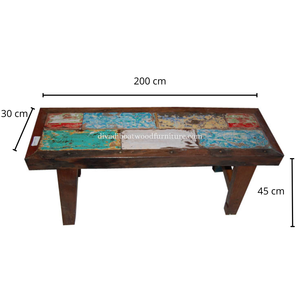 Banc Rita en bois de bateau récupéré, patchwork, couleur originale, écologique, artisanal, design minimaliste, durable, pour l'intérieur et l'extérieur - Product Image 1