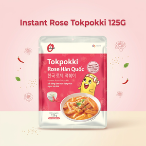 Tokpokki coréen instantané à la rose 125g |   Gâteau de riz coréen instantané crémeux O'food |   Vente en gros et OEM |   Durée de conservation de 12 mois - Product Image 1