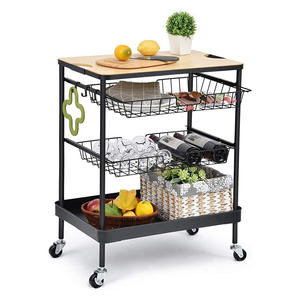 Chariot de cuisine en métal avec revêtement en poudre écologique, structure durable et résistante - Product Image 1