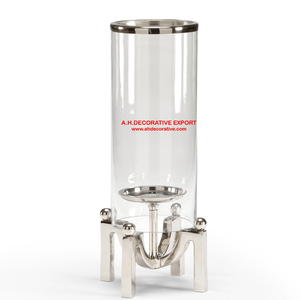 Modern <b>Silver</b> Stainless Steel Glass Hurricane Candle Holder Round Pillar Candle <b>Lantern</b> for Home Decor & Wedding Centerpieces - Product Image 6