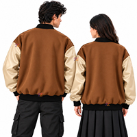 Veste de baseball respirante pour hommes et femmes, grande taille, en coton molletonné, manches en cuir artificiel PU, qualité supérieure