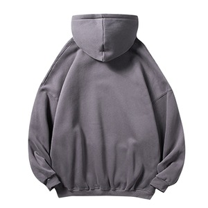 Sweat-shirts à capuche décontractés gris à épaules tombantes, couleurs unies, avec cordon de serrage et poches, coupe oversize - Product Image 1